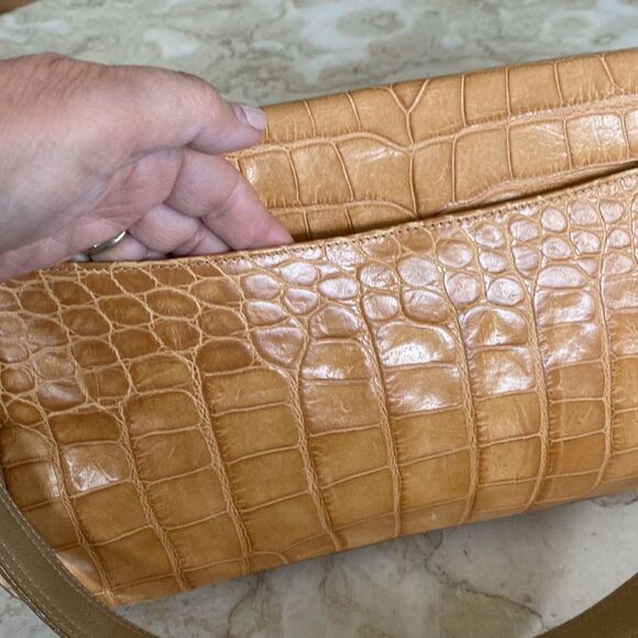 Brahmin Croc Embossed Leather Baguette Shoulder Bag - Picture 7 of 15